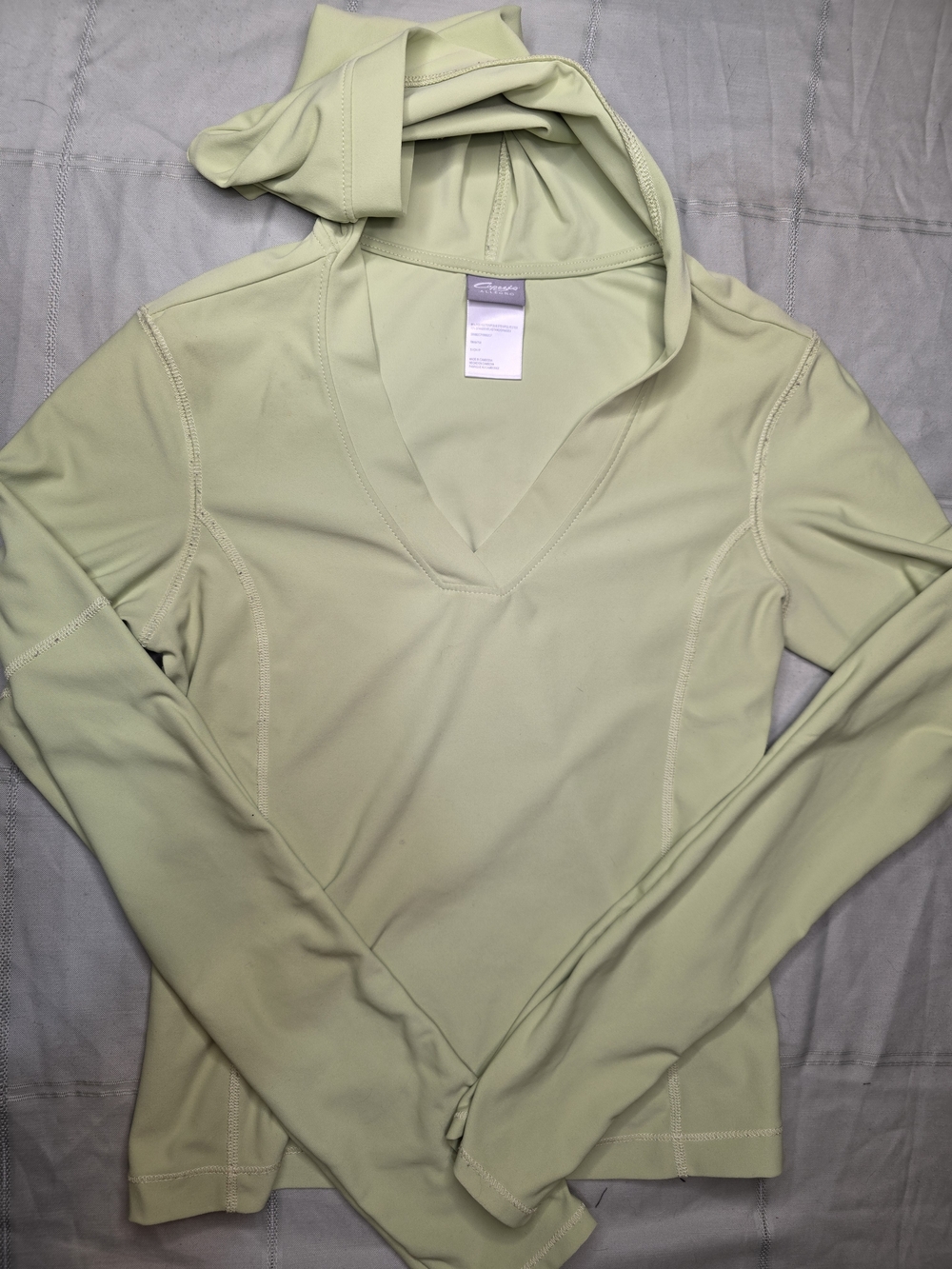 Capezio Allegro Lime Green V-Neck Hooded Activewear Top Small Yoga Dance